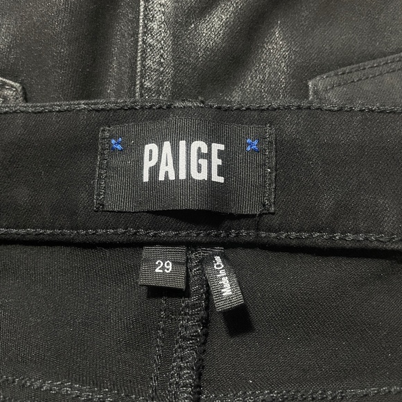 Paige 29‎ Black Shiny Faux Leather Feel Pockets - Picture 4 of 8